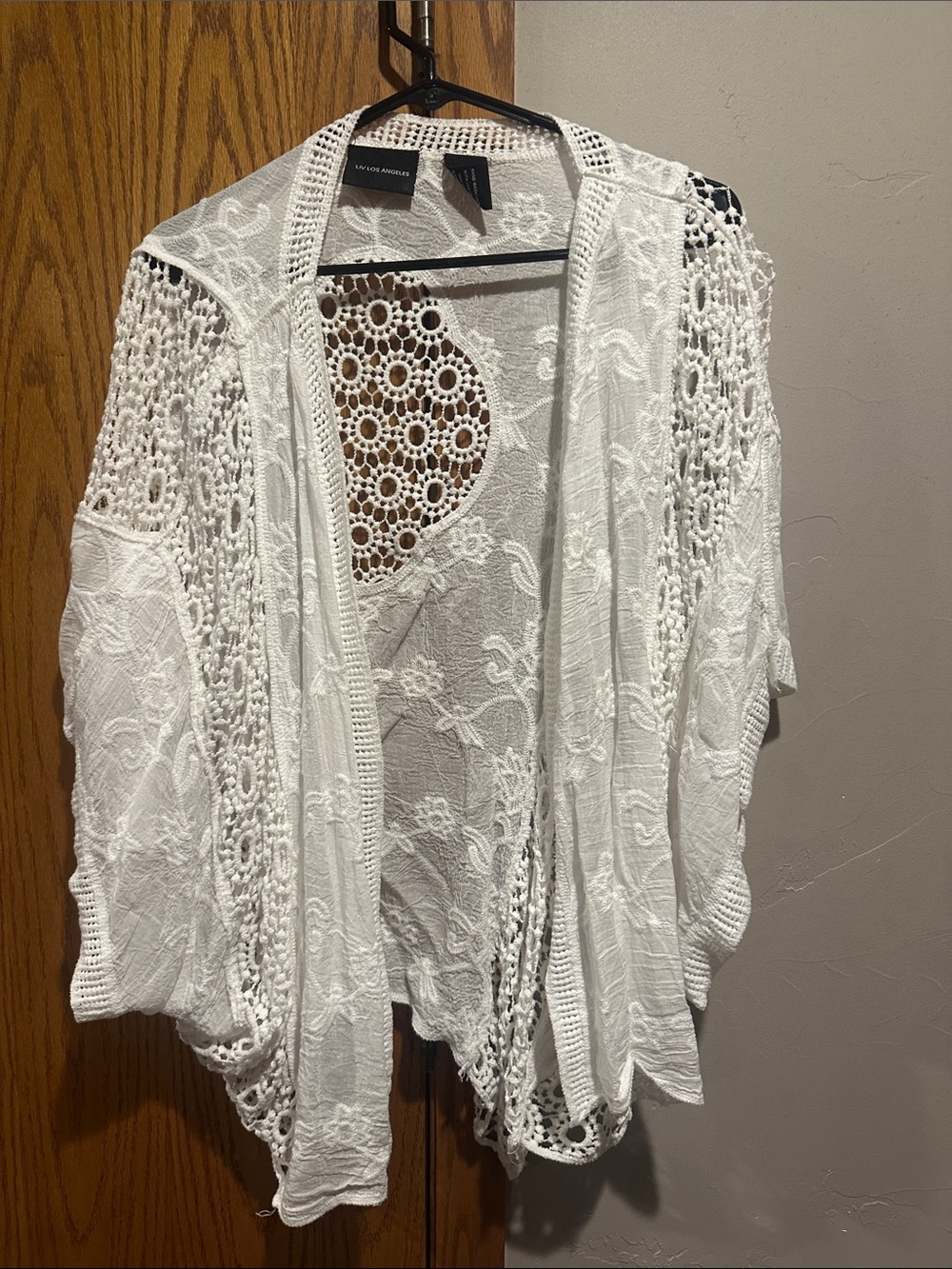 Vintage-Inspired White Crochet Open Cardigan Sweater